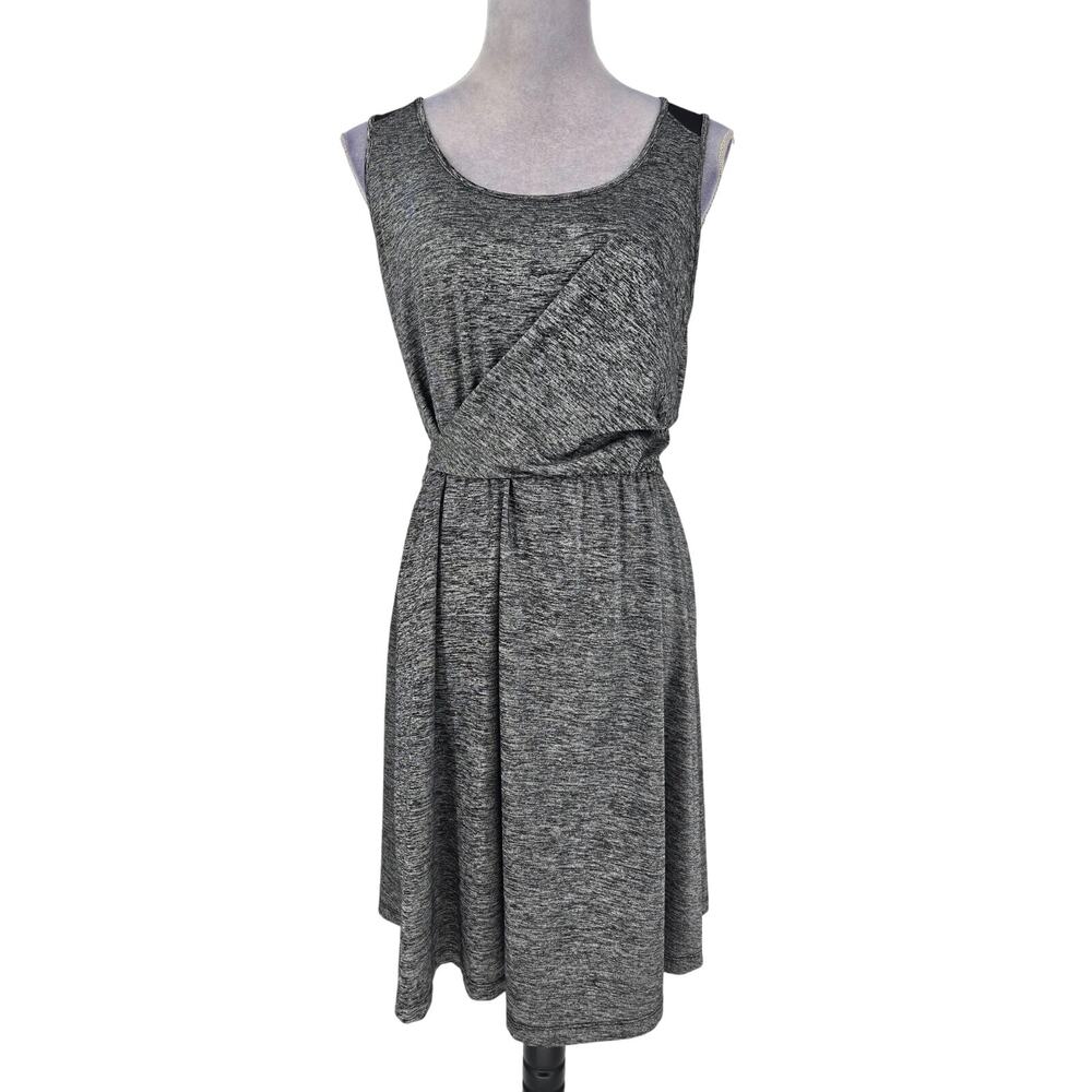 Athleta Dress Womens Medium Gray Stretch Knit Sleeveless Pullover Waist Tie
